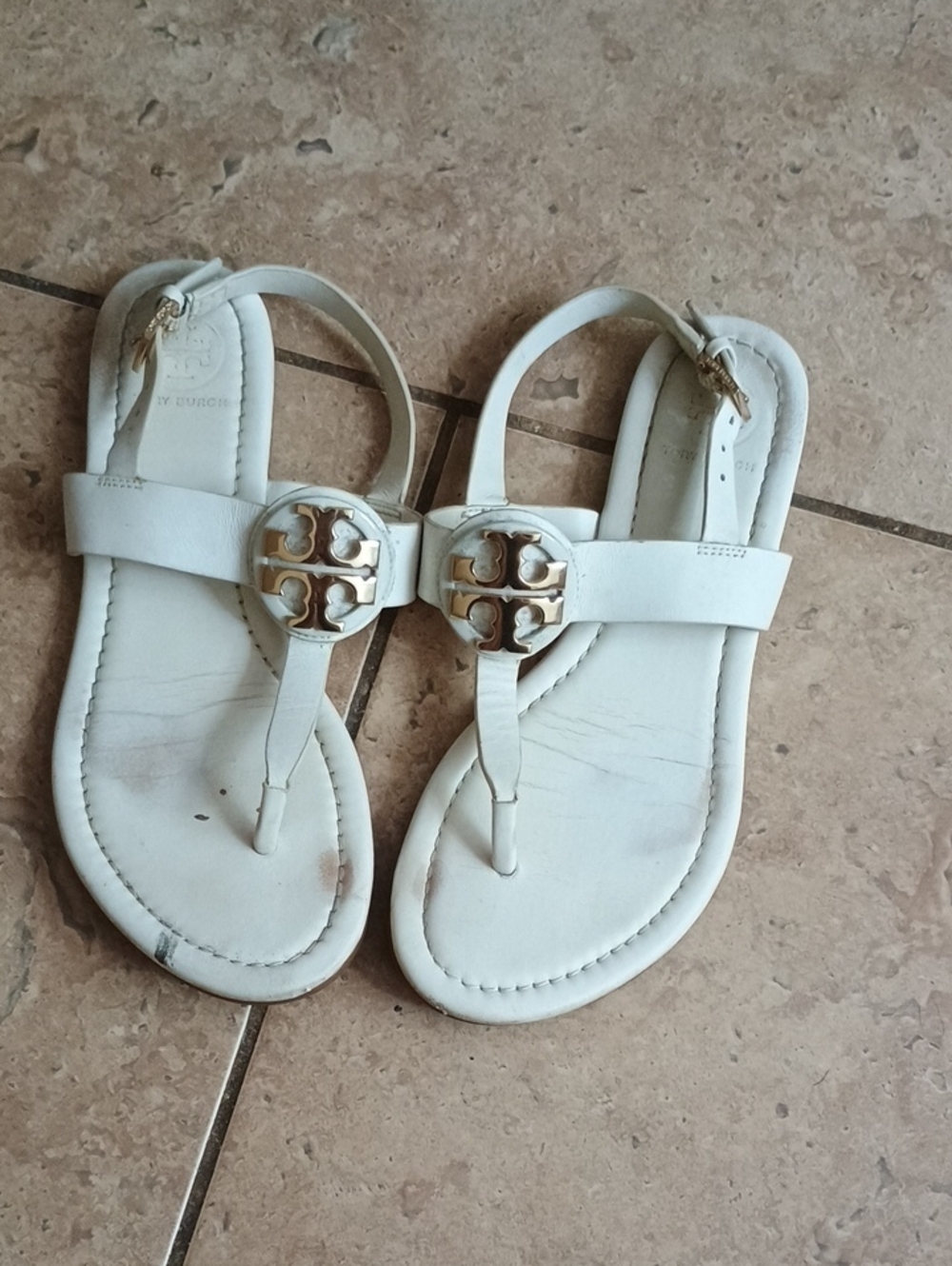 Tory Burch White Leather Sandals